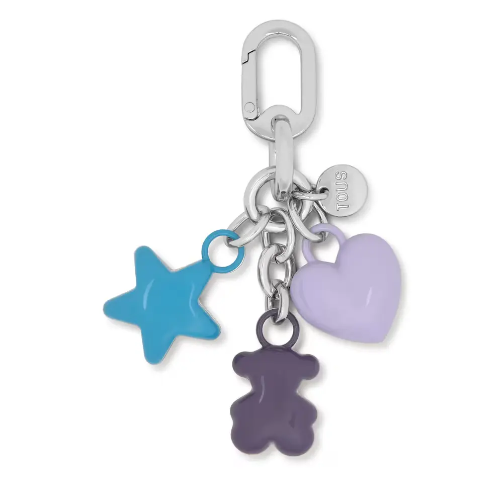 llavero tous puffed  motifs morado y plateado