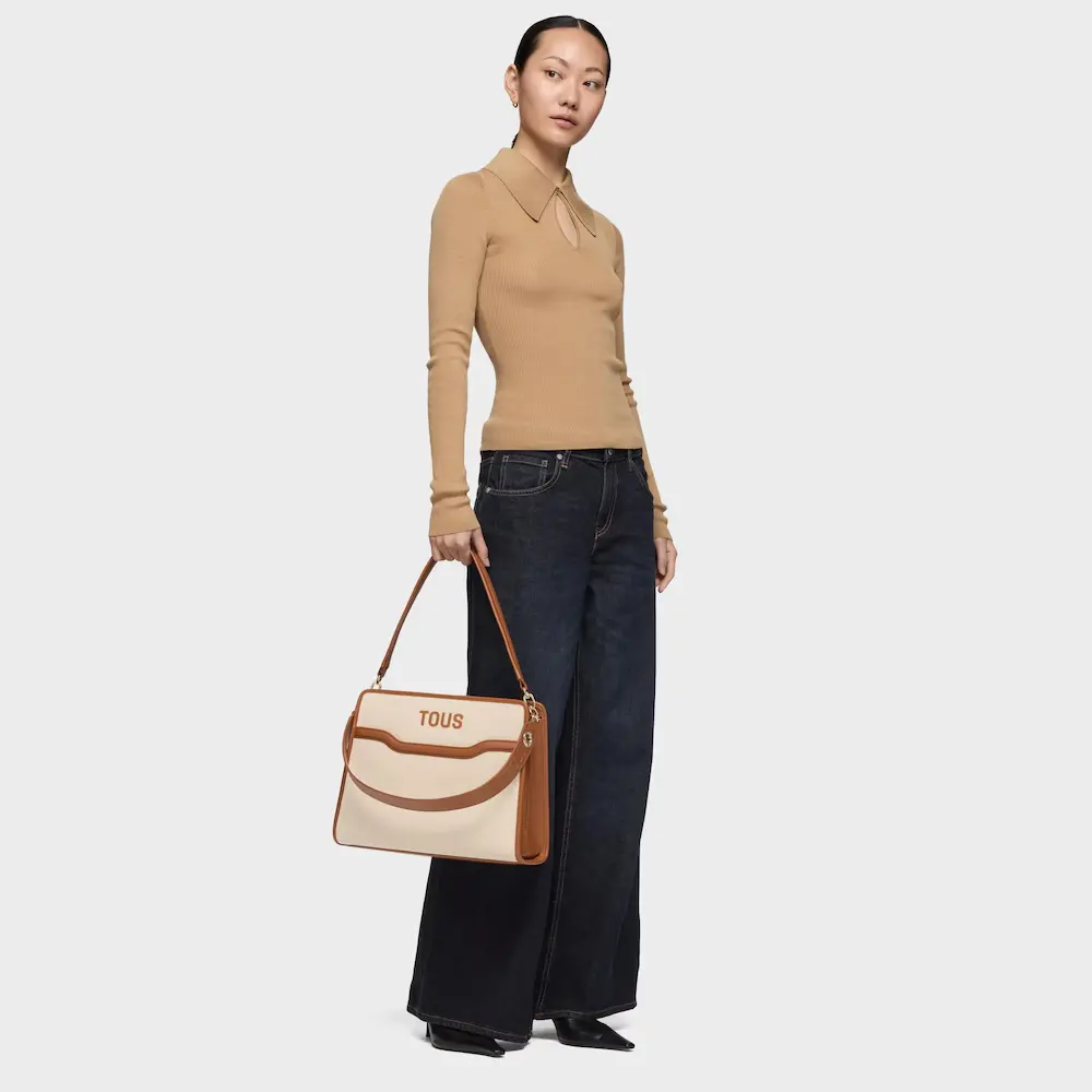 Shopper M audree canvas Camel Tous