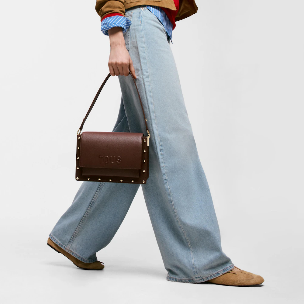 Bandolera mediana marron audree studs