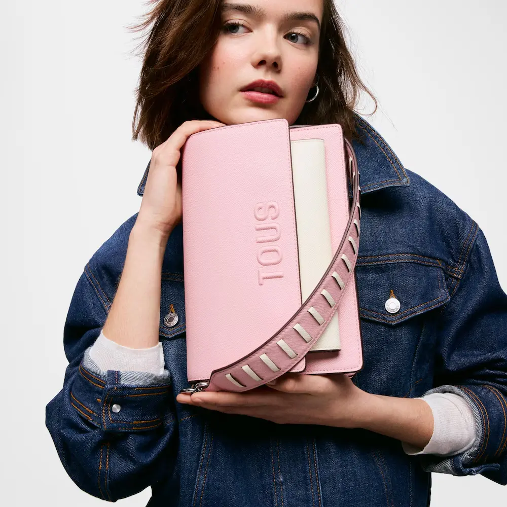 Bolso Audree rosa y beig 