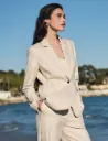 Blazer com cuello solapa beige