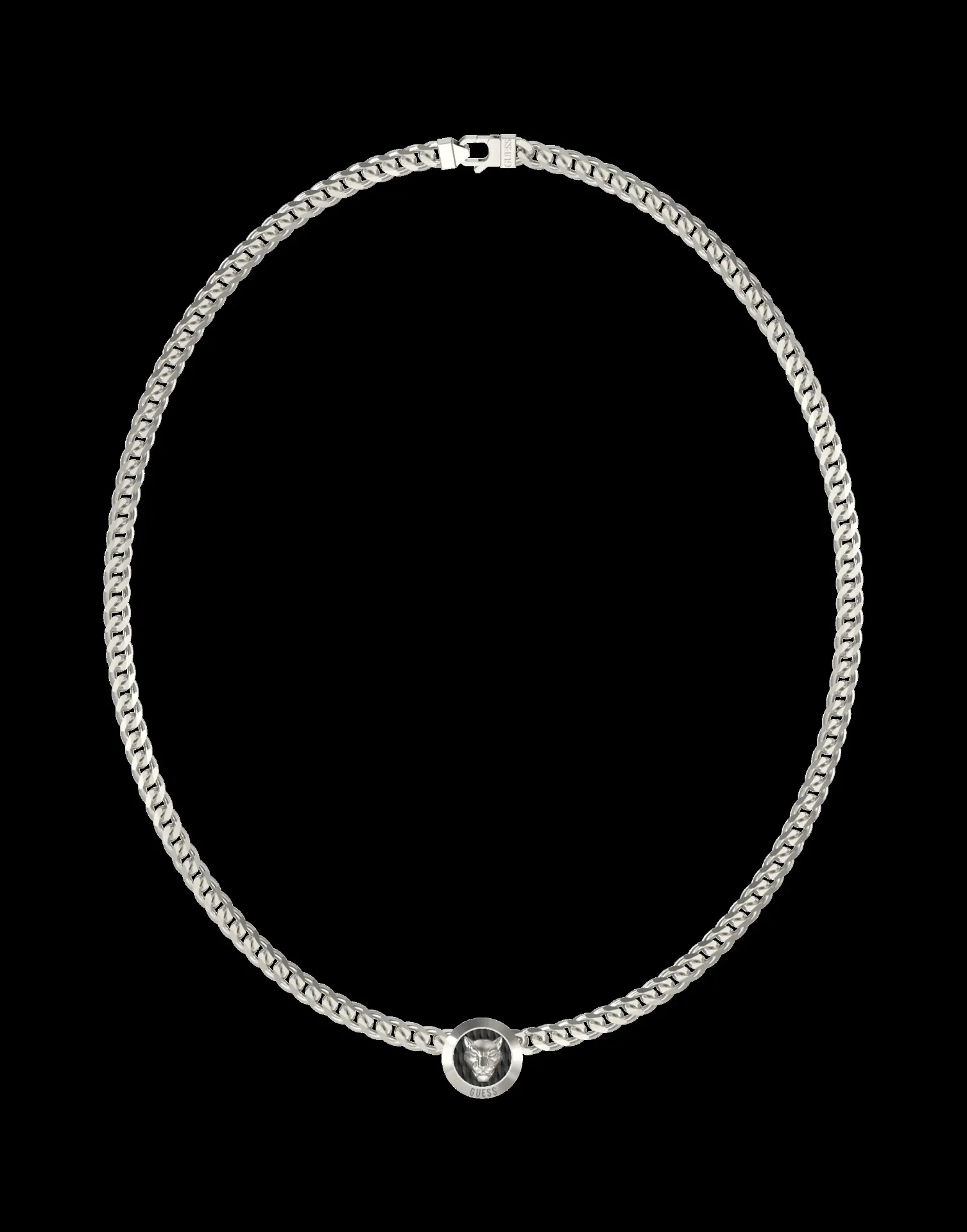 Colgante plateado leon Guess