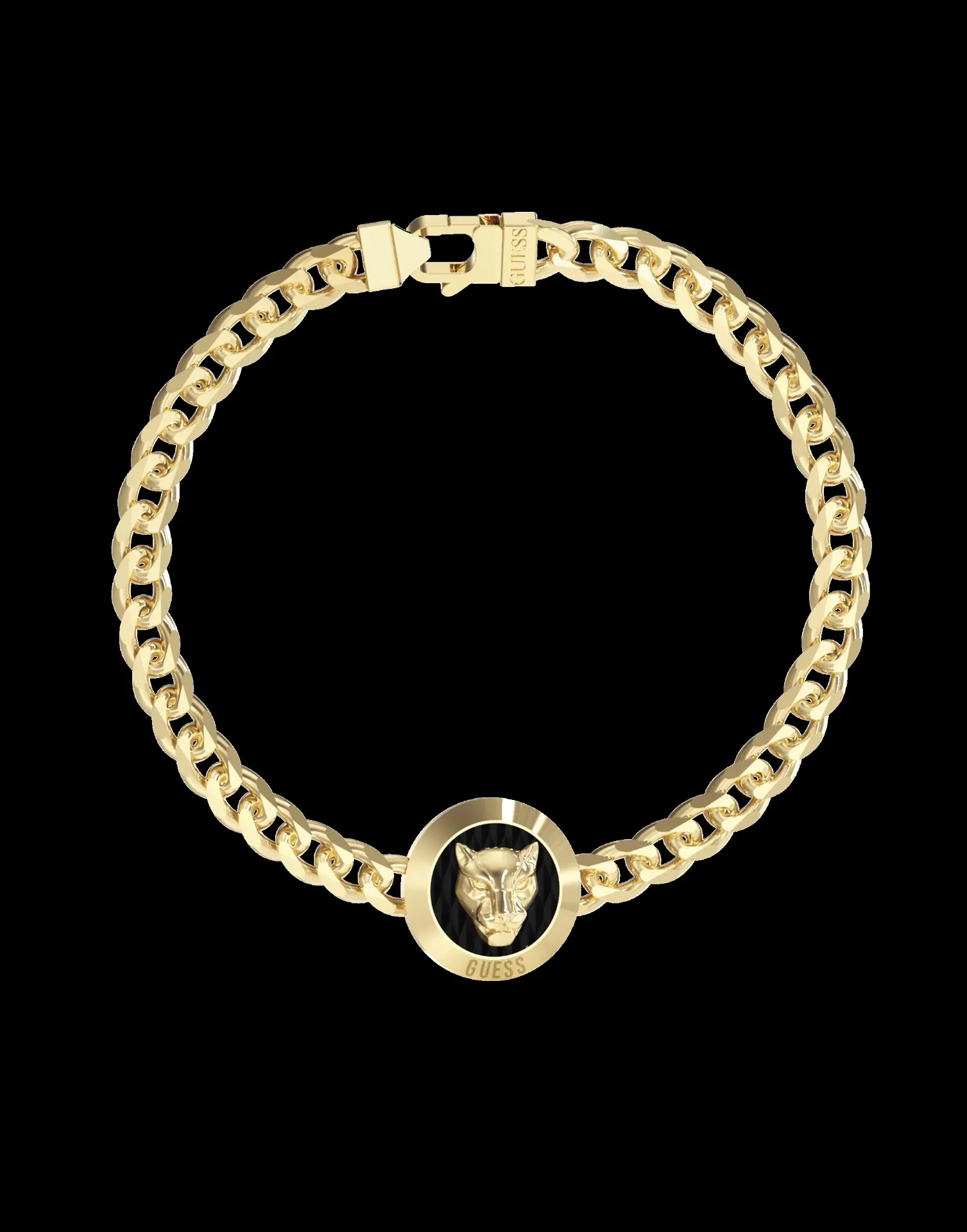 Brazalete Guess Dorado y leon negro