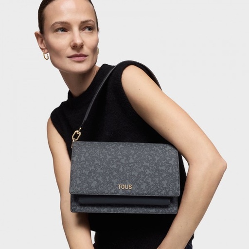Bandolera M Audree k mini lines gris  oscuro 