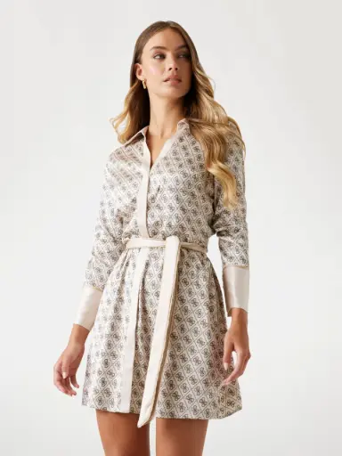 Vestido cruzado de satén logotipo 4g 